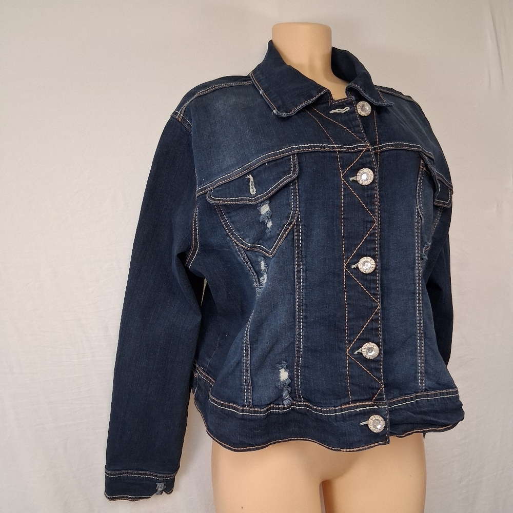 Amethyst Jeans Dark Blue Denim Jacket Size 2X - Picture 5 of 16